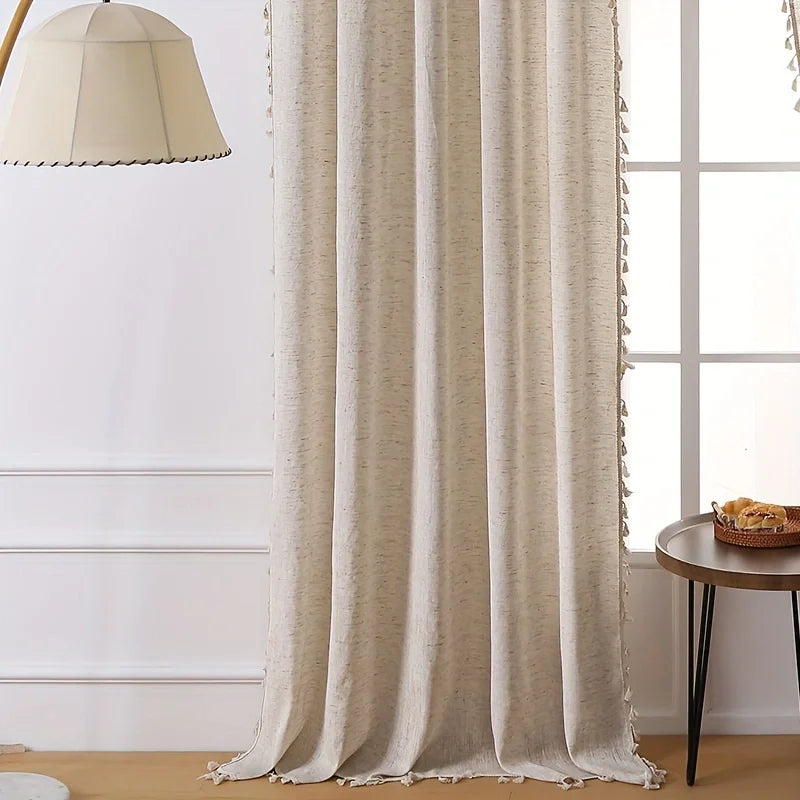 Natural semi sheer curtain