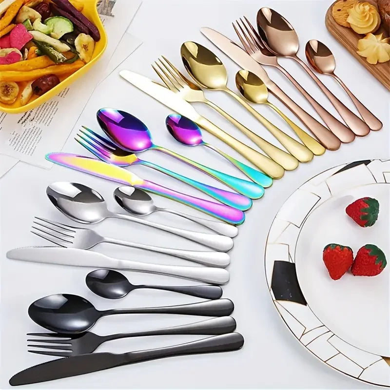 Black & rose gold cutlery set