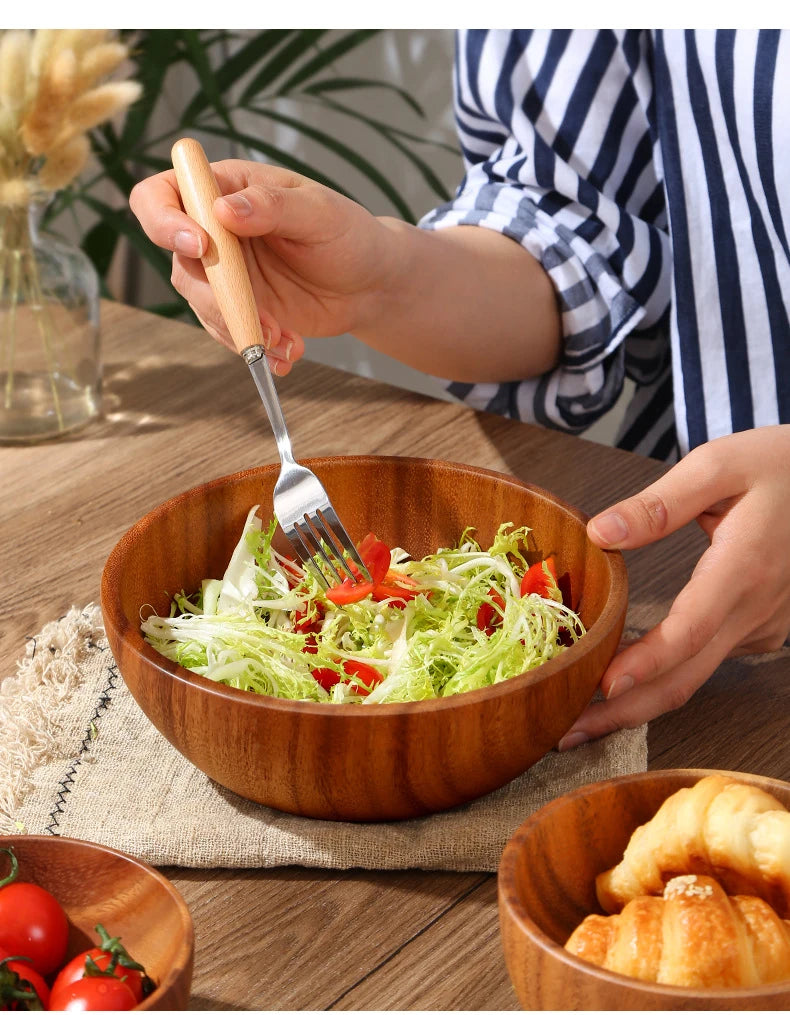 Acacia wooden salad bowls