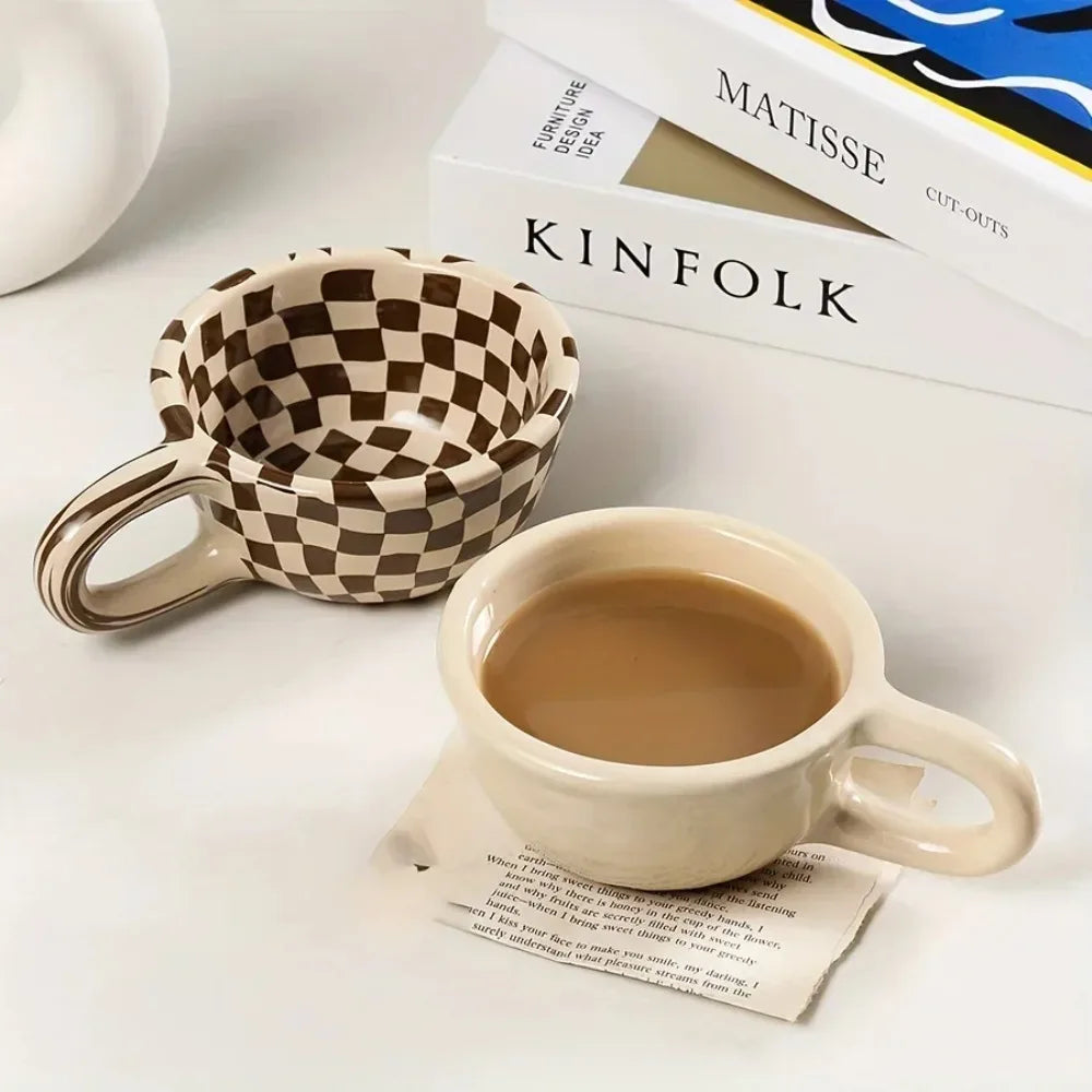 Ceramic plaid coffee mug