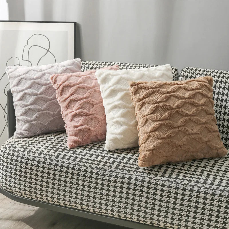 Soft plush cushion cover