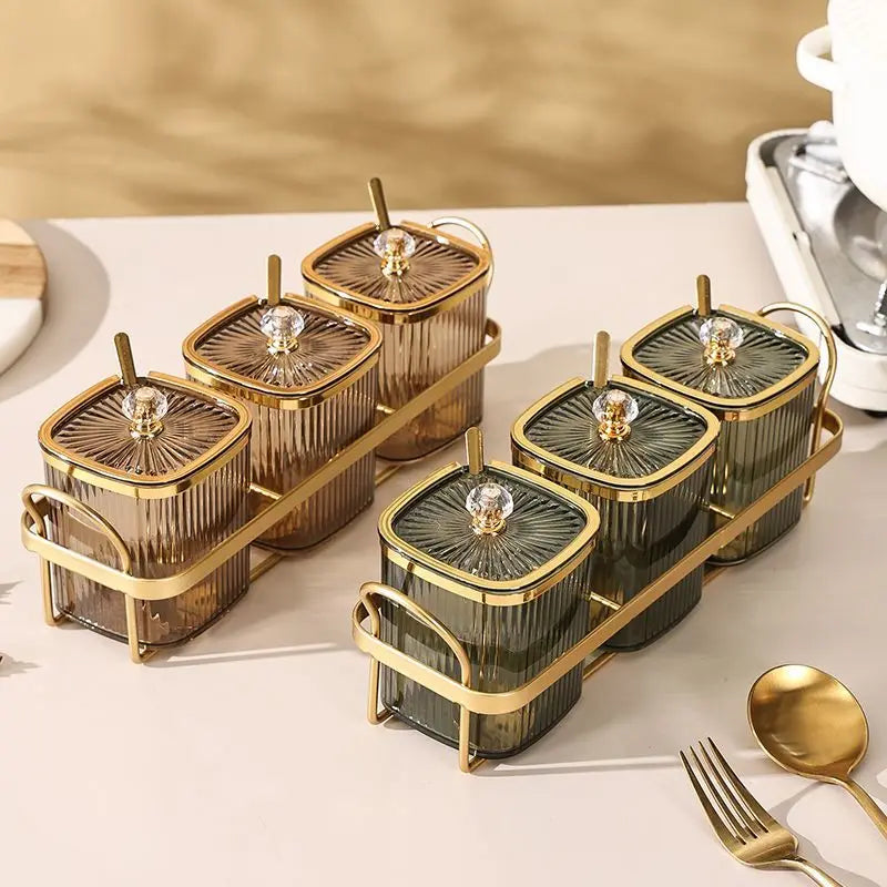 Transparent spice jar set