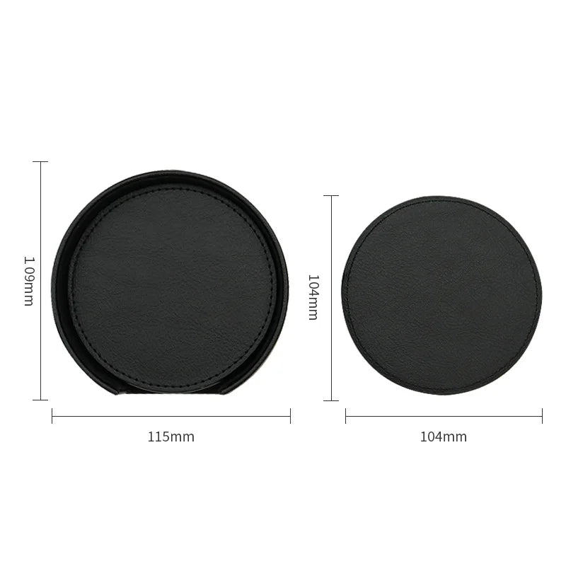 PU Leather round coaster set