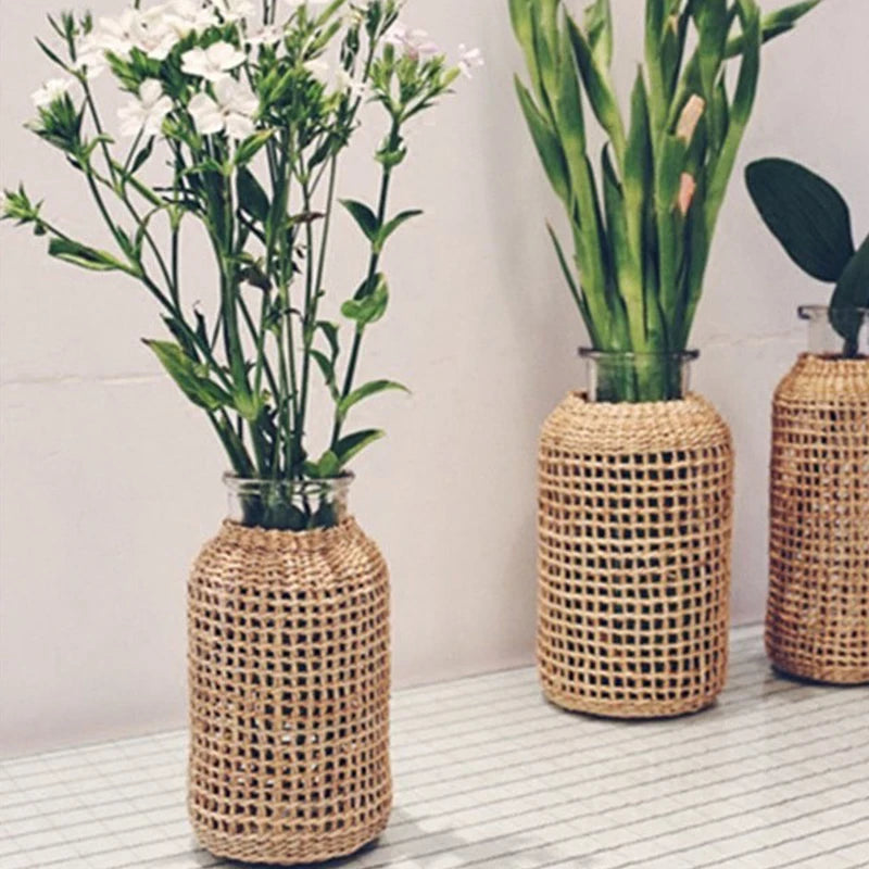 Rattan decor vase