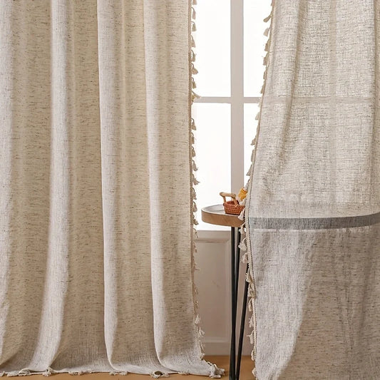 Natural semi sheer curtain