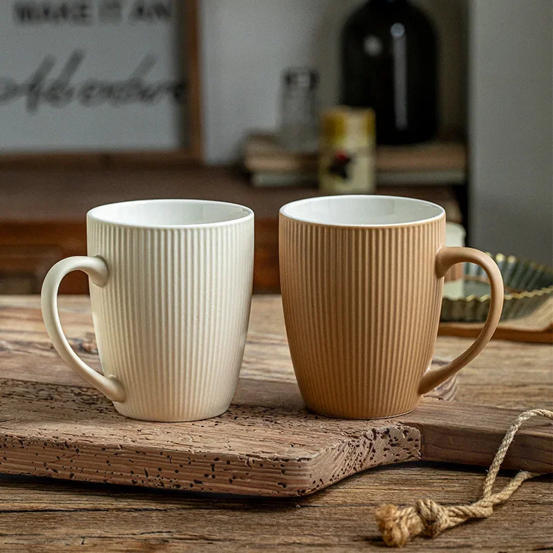 Vertical striped ceramic mug