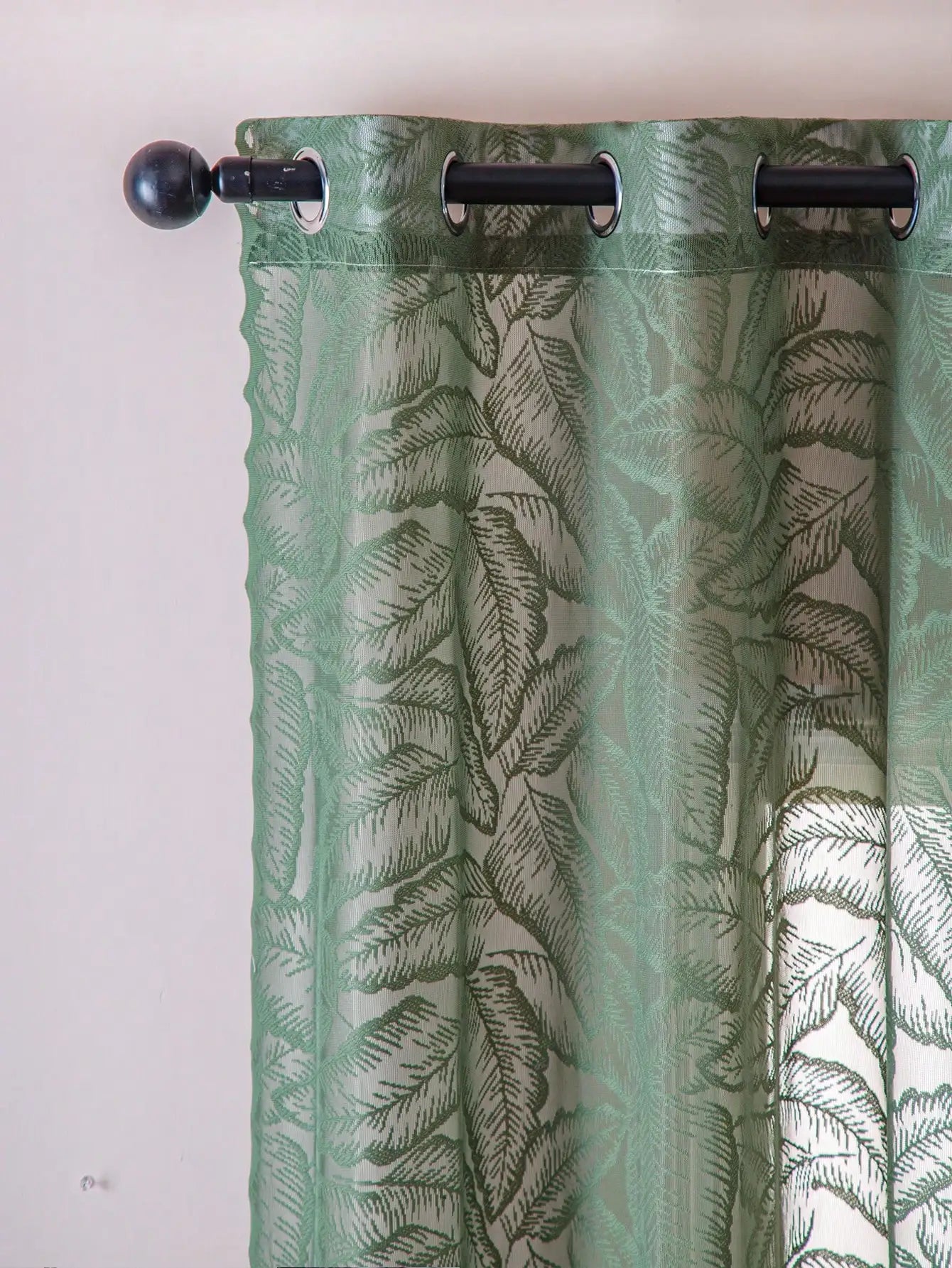 Green leaf sheer curtain