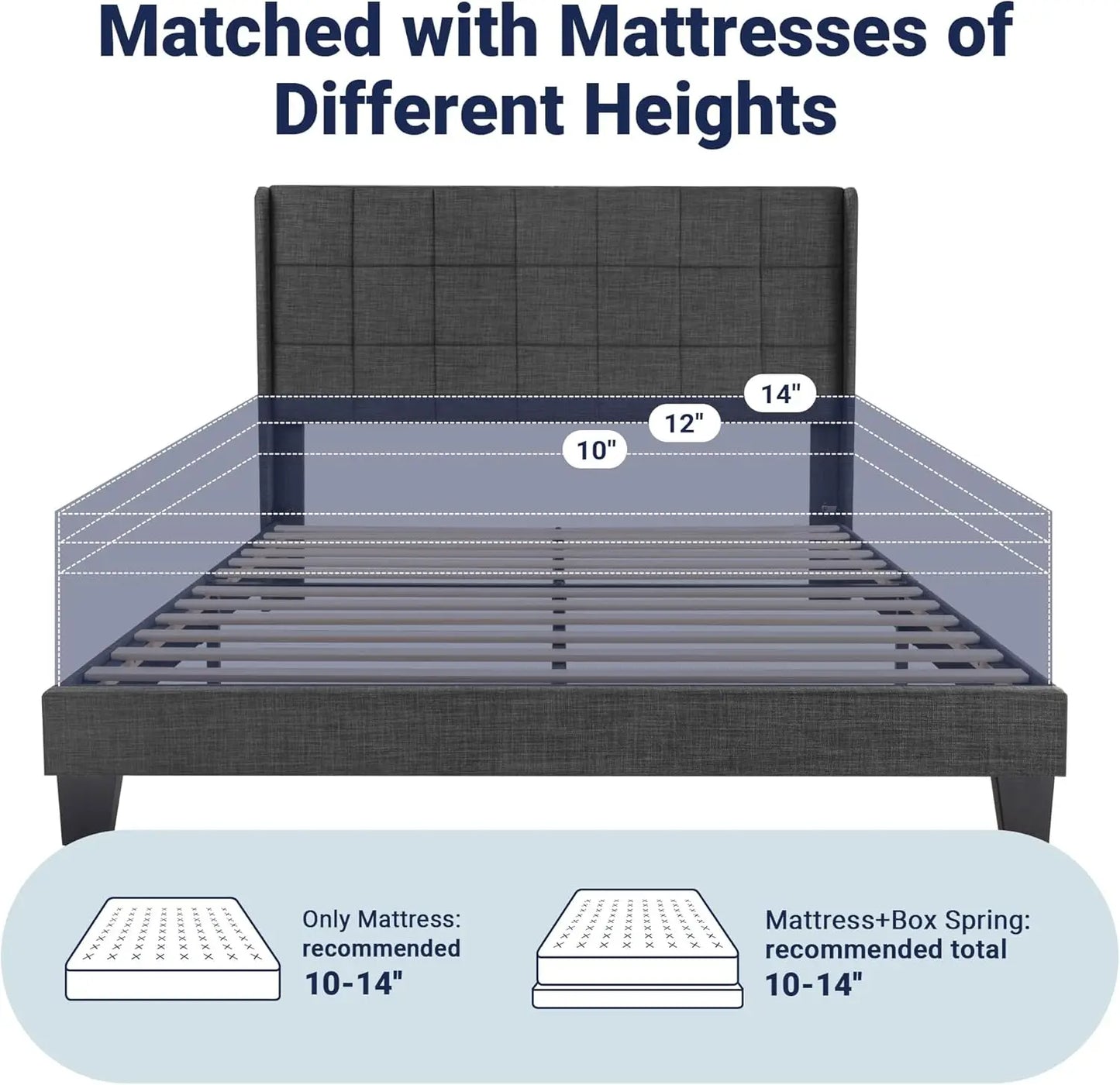 Queen Upholstered Square Stitched Bed