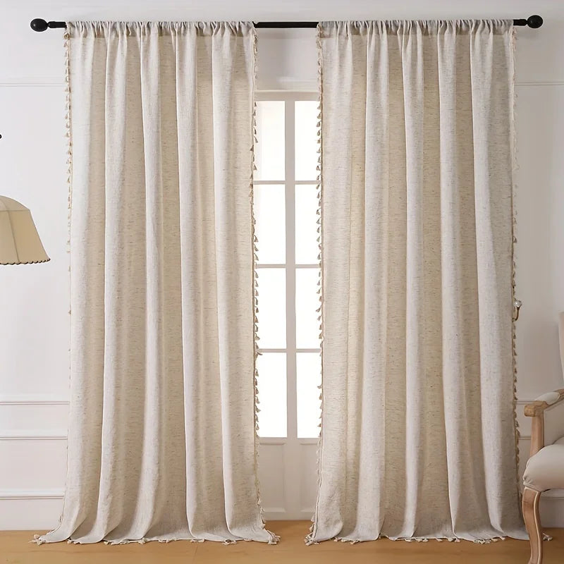 Natural semi sheer curtain