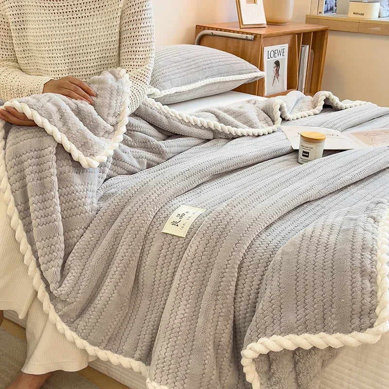 Solid Striped Throw Blanket