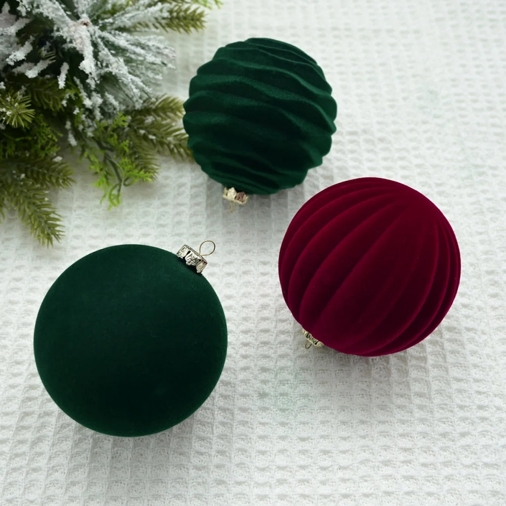 12Pcs/Box 8cm Christmas Velvet Ornament