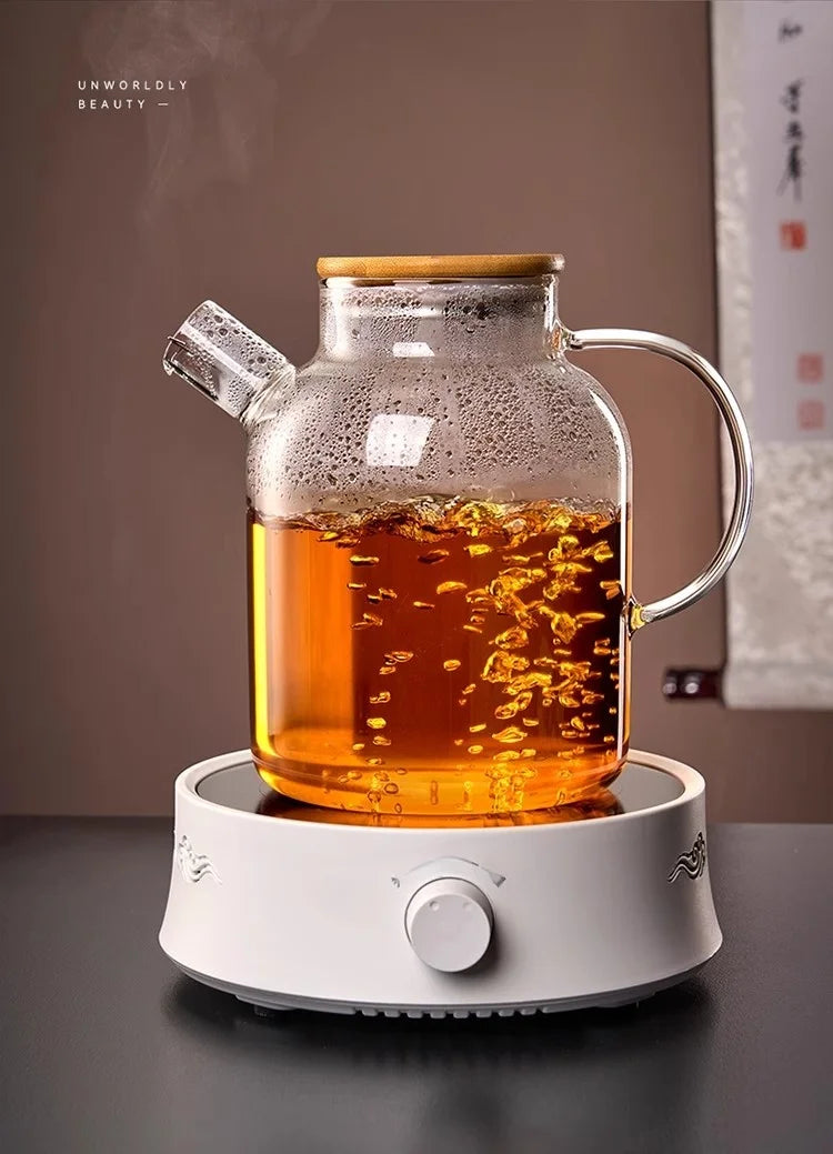 Transparent glass teapot