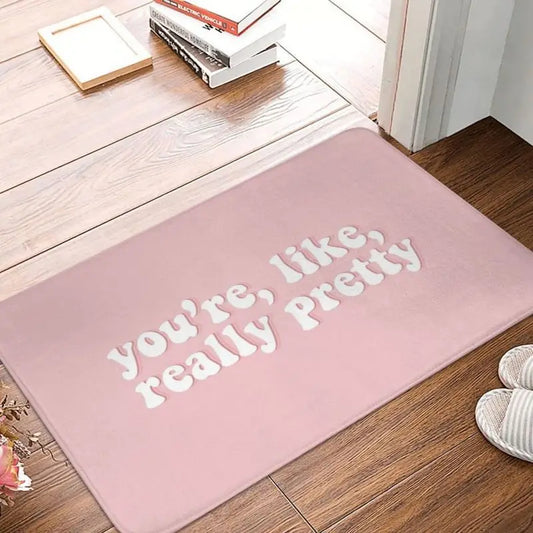 Slogan anti slip door mat