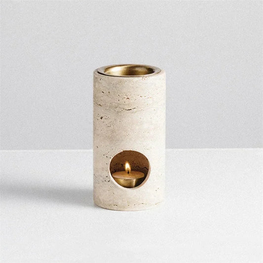 Turkish Travertine Stone Cylinder Essential Oil Burner