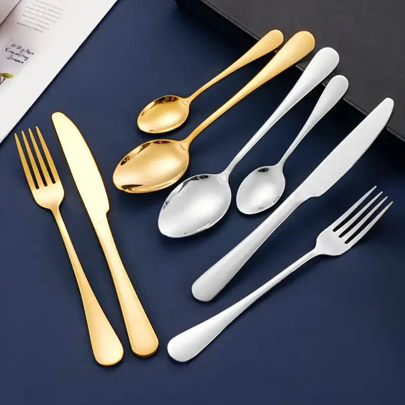 Black & rose gold cutlery set