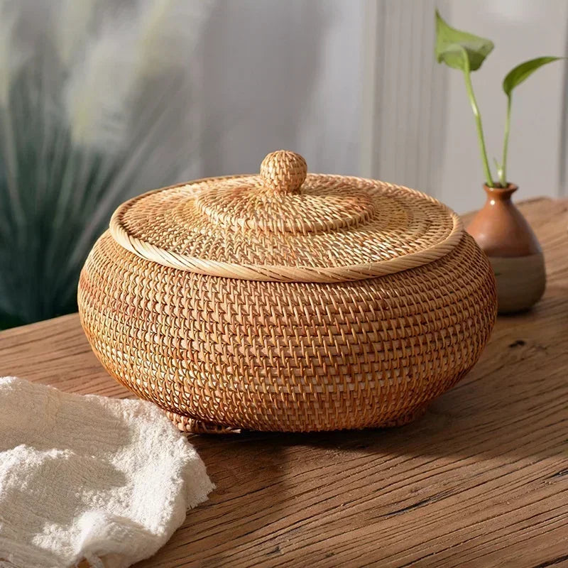 Rattan storage organizer