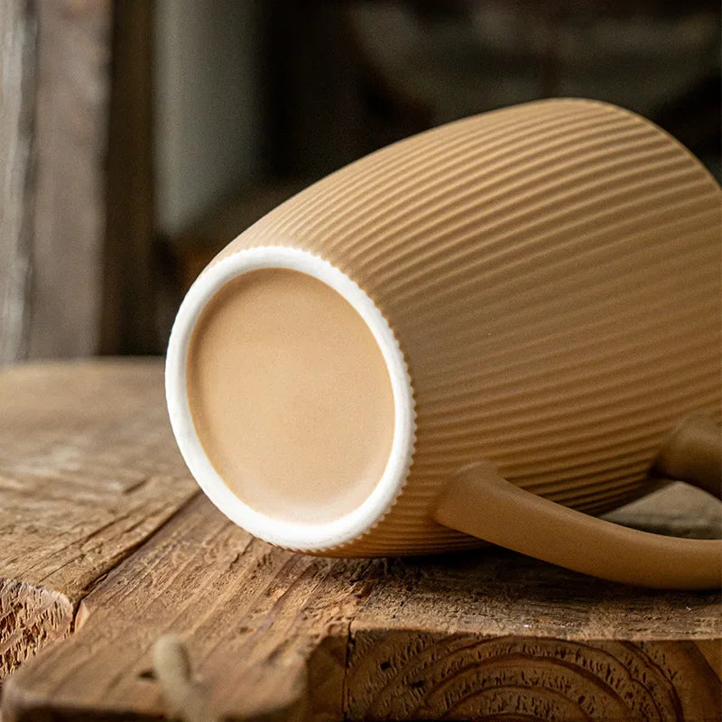 Vertical striped ceramic mug