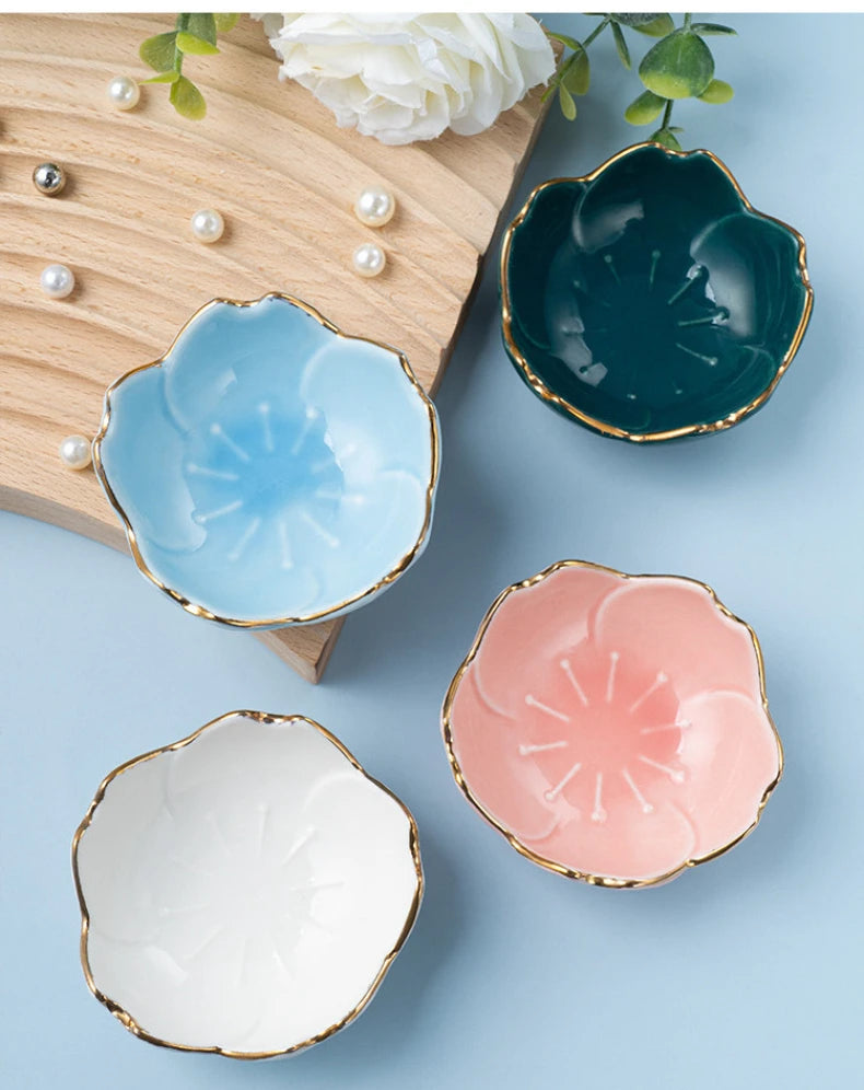 Sakura ceramic condiment dipping bowls