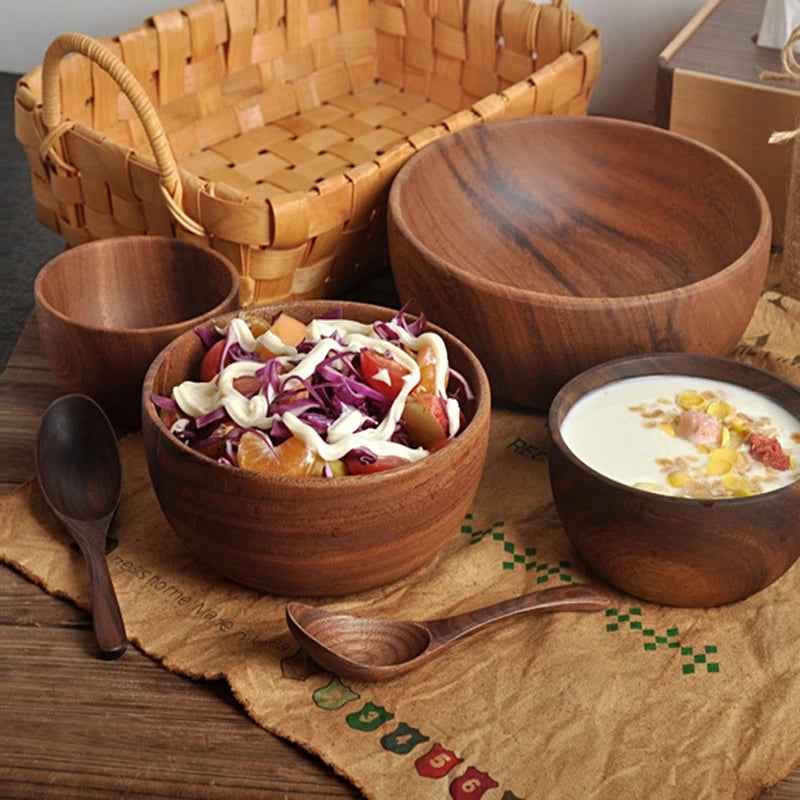 Acacia wooden salad bowls