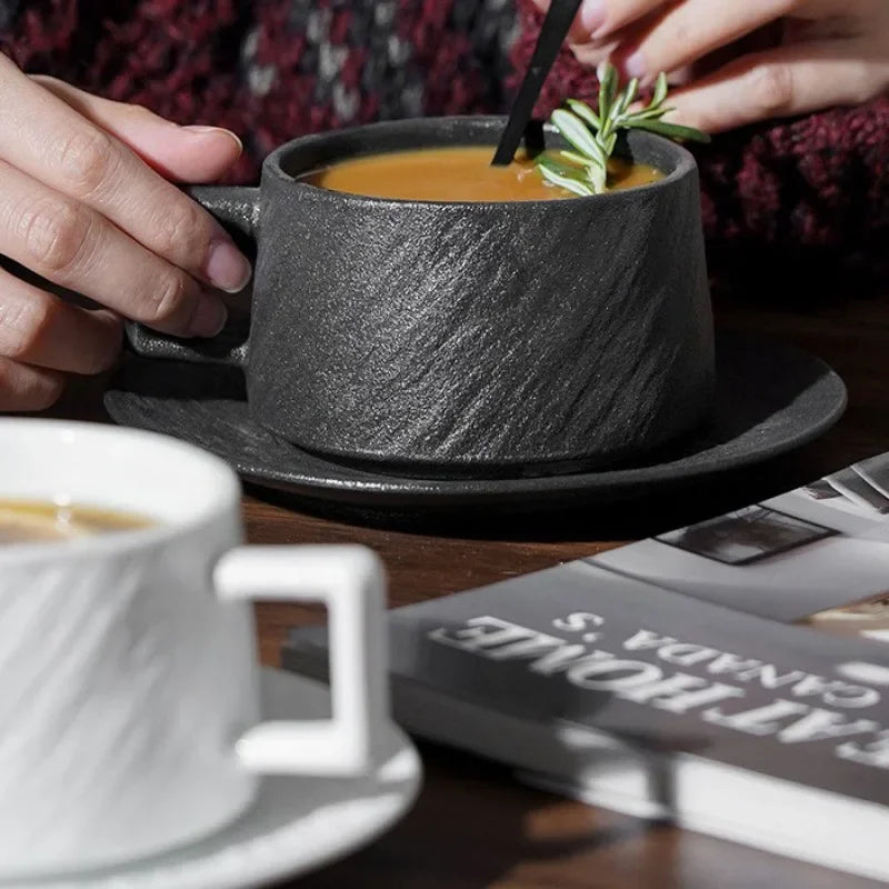 Rock sand ceramic cup & saucer set