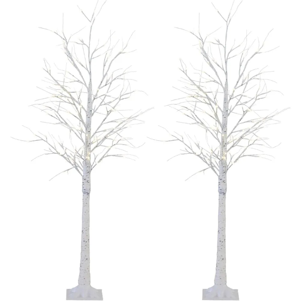 2-Pack 6 Feet 96 LED Lighted Birch Tree