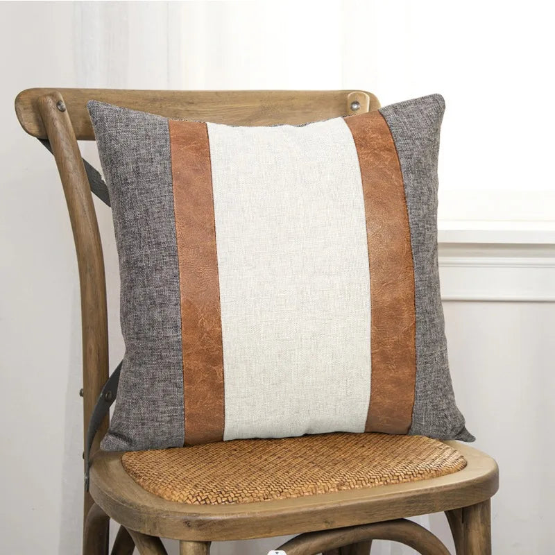 Farmhouse linen cushion cover