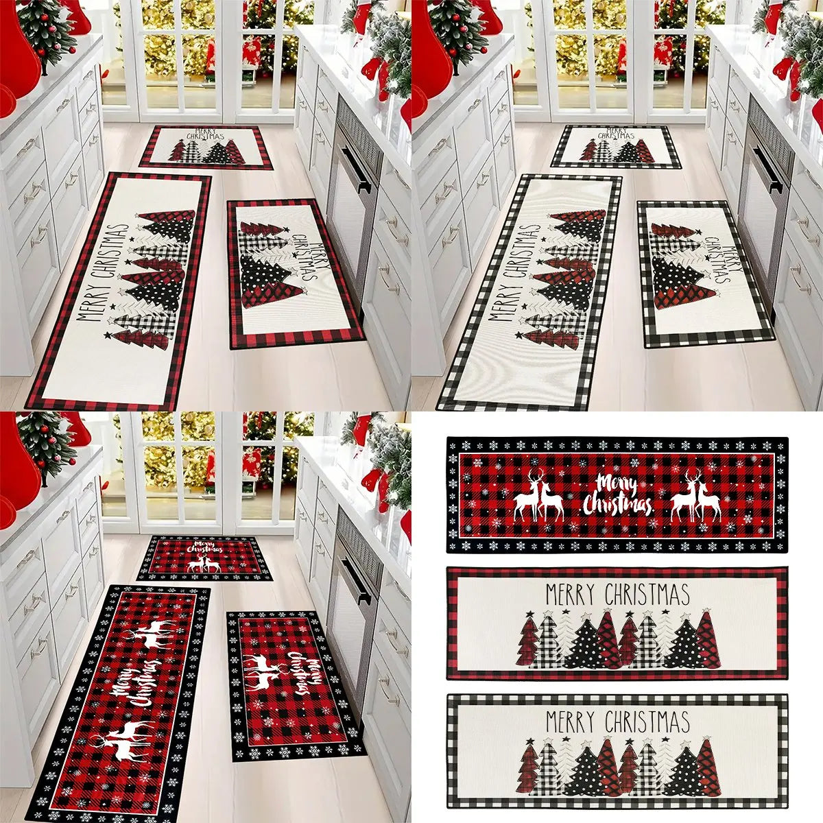 Plaid Christmas Tree Floor Mat