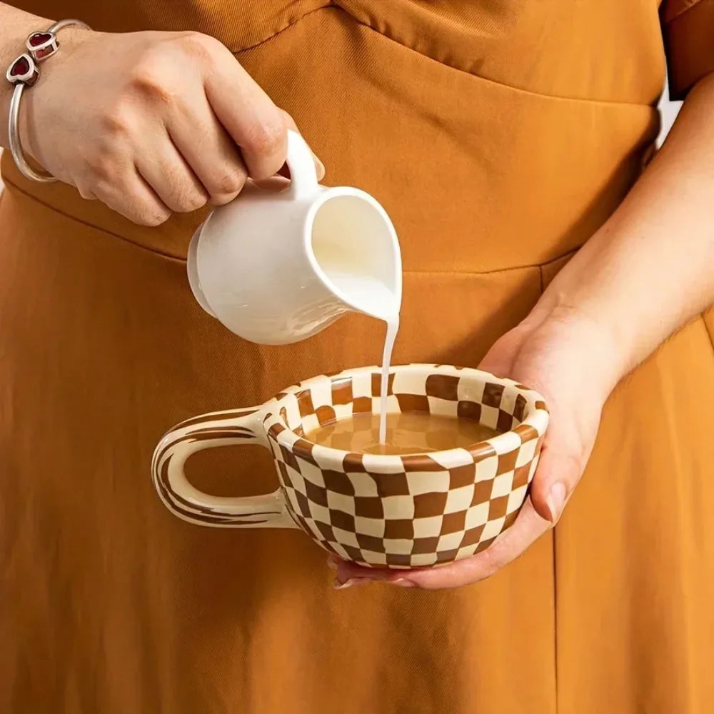 Ceramic plaid coffee mug